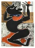 Blessing Ngobeni, Marriage In Blues I, watercolour monotype on paper
