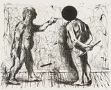 Self Portrait by William Kentridge, single colour chine collé lithograph on paper, sold Jul 2022