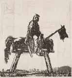 William Kentridge, Garibaldi, twenty lift ground aquatint etching printed on 100% Hemp Phumani handmade paper, mounted on raw cotton cloth folded (as a map) and housed in a handmade box covered in raw cotton cloth
