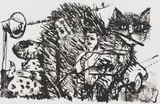 Alley Cat by William Kentridge, lithograph on paper, sold Jul 2022