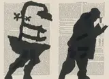 Reading Chambers (encyclopedia) by William Kentridge, chine collé on found paper, sold Jul 2022