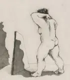 William Kentridge, Woman with Mirror, etching and aquatint on paper