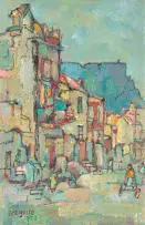 Gregoire Boonzaier, Table Mountain from Cape Town Street, oil on canvas laid down on board