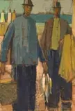Barbara Grace Burry, Fishermen, oil on canvas laid down on board