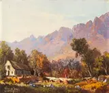 Tinus de Jongh, Cottage in a Mountainous Landscape
