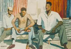 Willie Bester, Chill With Beers, oil on canvas laid down on board