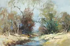 Stream by Ruth Squibb, oil on board, sold Nov 2022