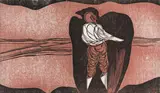 He Inspects the Aviary, from The White Monday Disaster Portfolio by Cecil Skotnes, colour woodcut on paper, sold Nov 2022