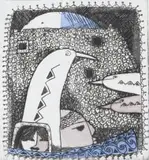 Pieter van der Westhuizen, Birdwatcher, etching on paper