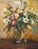Mari Vermeulen-Breedt, Roses and Lilies in a Vase