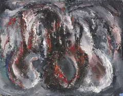Composition by Cecil Higgs, oil on canvas laid down on board, offered Nov 2022