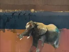Elephant by Keith Joubert, oil on canvas, offered Nov 2022