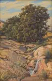 Erich Mayer, Waterfall, oil on canvas laid down on board