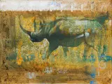 Keith Joubert, Black Rhino Parchment, oil on canvas