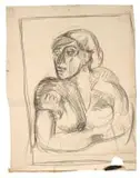 Albert Adams, Portrait of a Woman, charcoal on paper