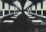 Mary Wafer, Basement VI, monotype with drypoint etching on paper