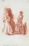 William Russell Flint, Manuela and Chiquita, conté on paper