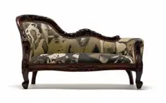 Steven Cohen, Chaise Lounge, hand screenprinted fabric upholstered chaise lounge