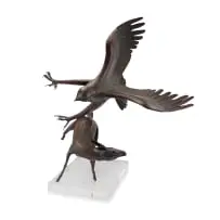 Raptor Attack by Robin Lewis, copper with verdigris patina, on a perspex base, offered Nov 2022