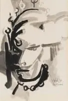 Nel Erasmus, Portrait, ink on paper