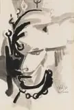 Nel Erasmus, Portrait, ink on paper