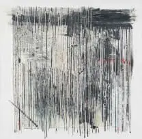 Rain by Toni-Ann Ballenden, mixed media and collage on canvas, sold Oct 2022
