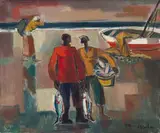 Maurice van Essche, Fishermen, Woman and Boat