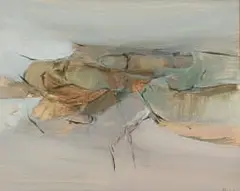 Lionel Abrams, Farmstead, oil on card