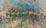 A Herd in a Rocky Landscape by Gordon Vorster, oil on canvas laid down of board, offered Oct 2022