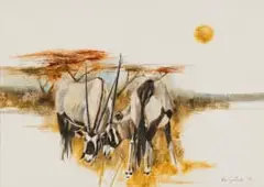 Vic Guhrs, Gemsbok, oil on paper