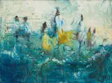 Jack Lugg, Children in the Surf, oil on board