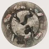 William Kentridge, Tondo, soft ground etching, dry point and chine collé