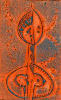 Dirk Meerkotter, Red Figure, coloured etching on paper