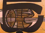 Abstract Head by Cecil Skotnes, colour woodcut on paper, sold Oct 2022
