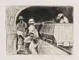 Sam Nhlengethwa, Ingolovane (Trolley), chine collé and lithograph on paper