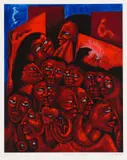Malangatana Ngwenya, Nalabizela Ya Mbilu (And it Was Called Two), colour lithograph on paper