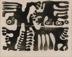 Wopko Jensma, Aquatic Life, linocut on onion skin paper