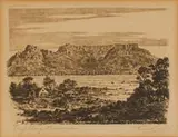 Tinus de Jongh, Tafelberg, Kaapstad, etching on paper