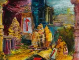 Philip Badenhorst, Tussen die Mure van 'n Stad (Between the Walls of a City), mixed media on found paper