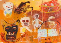 Willie Saayman, Abstract with Figures, oil on paper