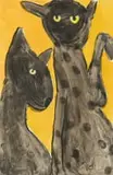 Colbert Mashile, Felines, monoprint on paper
