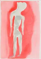 Ruan Hoffmann, Figure Against Red Background, watercolour on paper