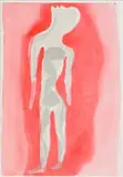 Ruan Hoffmann, Figure Against Red Background, watercolour on paper