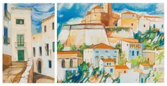 Anna Vorster, The Narrow Lanes of Ibiza; Ibiza Citadel, two, gouache and watercolour on paper