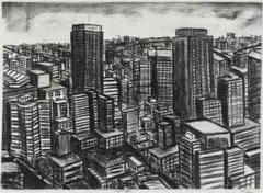 Senzo Shabangu, Black Gold, charcoal on paper