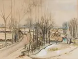Winter Landscape by Maud Sumner, watercolour on paper, offered Oct 2022