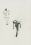 Nelson Makamo, Figures Walking, pencil on paper