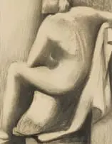 Zoltan Borbereki, Seated Nude, charcoal on paper