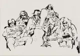 Walter Battiss, Piccadilly, ink on paper