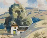 Sydney Carter, Farmhouse in the Mountains, watercolour on paper